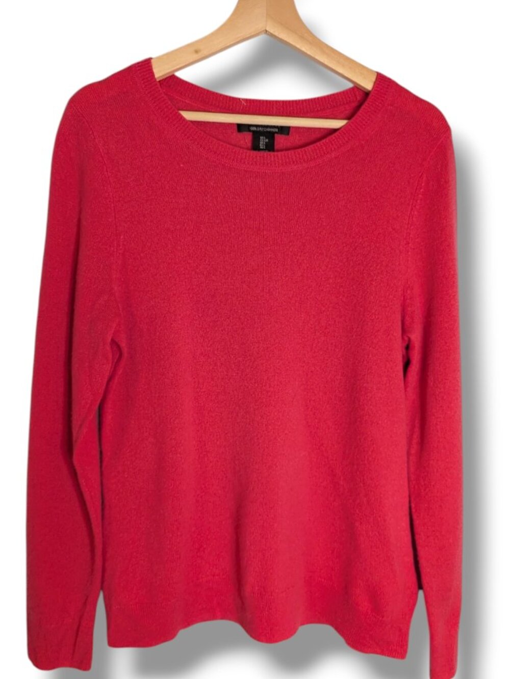 Tahari Women’s 100% Cashmere Large 2-Ply Watermelon Pink Crewneck Sweater
